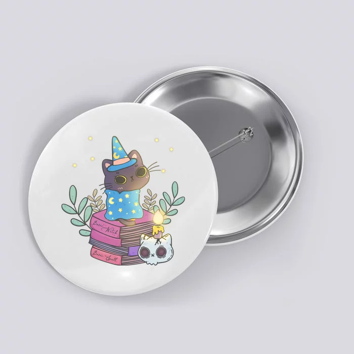 Cute Halloween Witch Cat Button