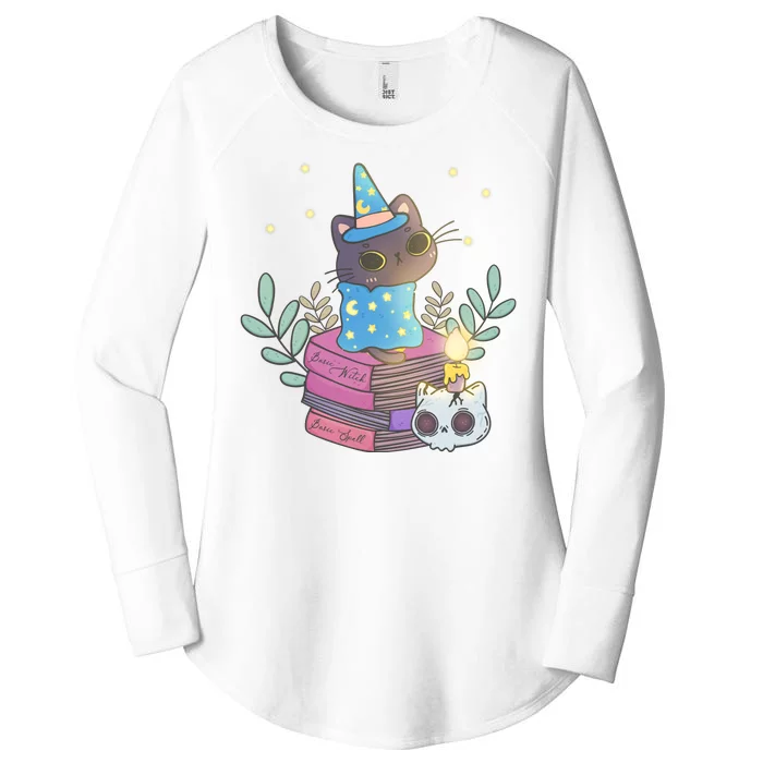 Cute Halloween Witch Cat Women's Perfect Tri Tunic Long Sleeve Shirt