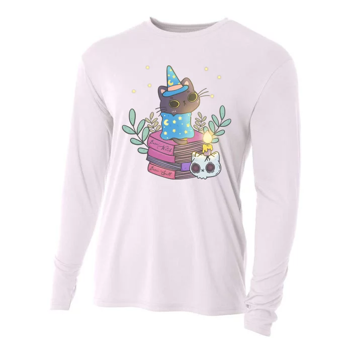 Cute Halloween Witch Cat Cooling Performance Long Sleeve Crew