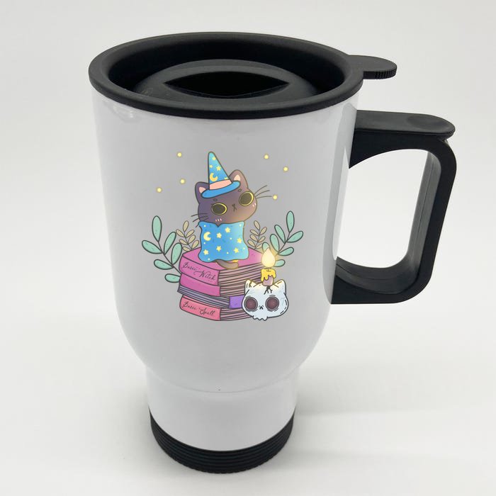 Cute Halloween Witch Cat Front & Back Stainless Steel Travel Mug