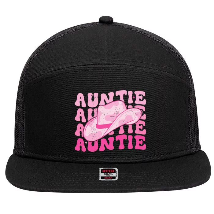 Cowboy Hat Western Aunt For Cowgirl Auntie 7 Panel Mesh Trucker Snapback Hat