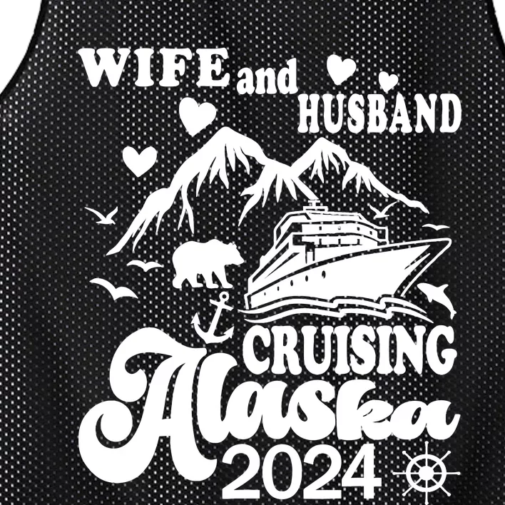 Cruising Husband Wife Couple Summer Alaska Cruise 2024 Funny Mesh Reversible Basketball Jersey Tank