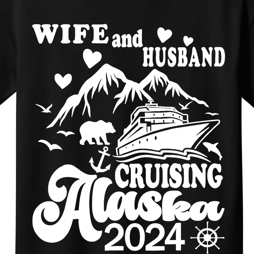 Cruising Husband Wife Couple Summer Alaska Cruise 2024 Funny Kids T-Shirt