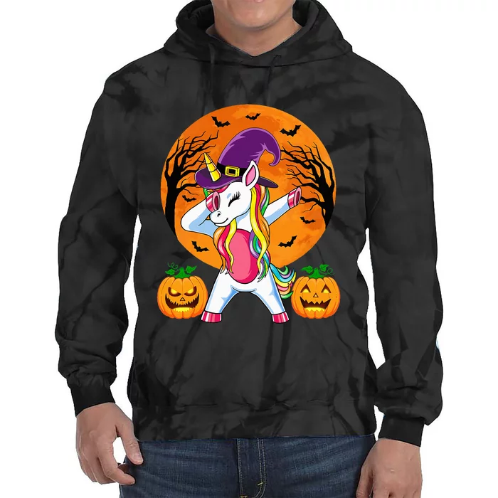 Cute Halloween Witchy Unicorn Halloween Tie Dye Hoodie