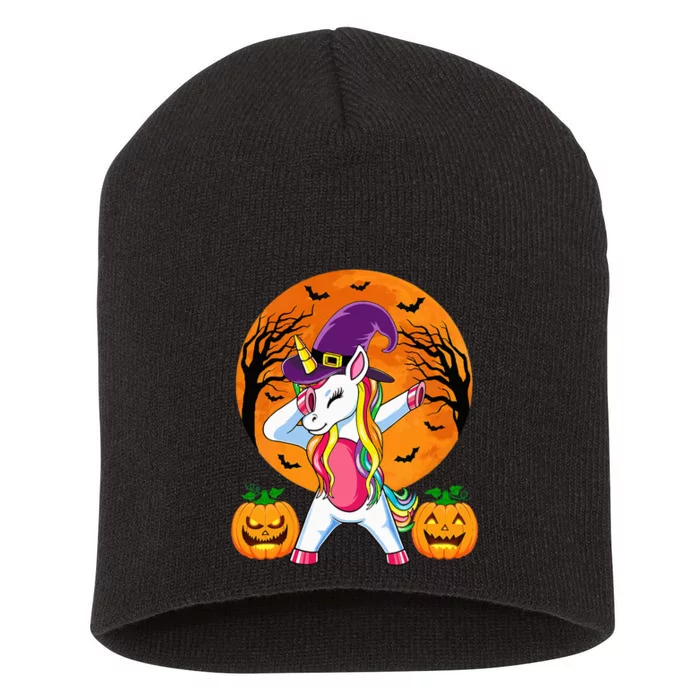 Cute Halloween Witchy Unicorn Halloween Short Acrylic Beanie