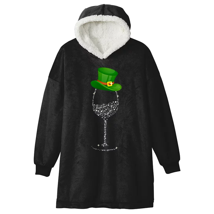 Clover Hat Wine Ing Party St Patricks Day Meaningful Gift Hooded Wearable Blanket