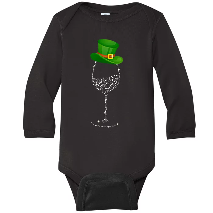 Clover Hat Wine Ing Party St Patricks Day Meaningful Gift Baby Long Sleeve Bodysuit