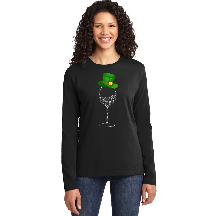 Clover Hat Wine Ing Party St Patricks Day Meaningful Gift Ladies Long Sleeve Shirt