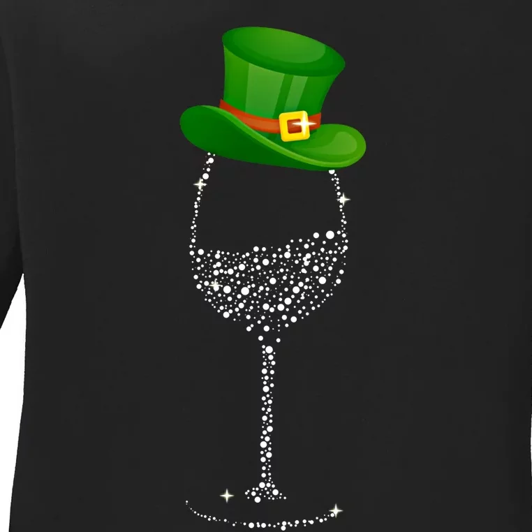 Clover Hat Wine Ing Party St Patricks Day Meaningful Gift Ladies Long Sleeve Shirt