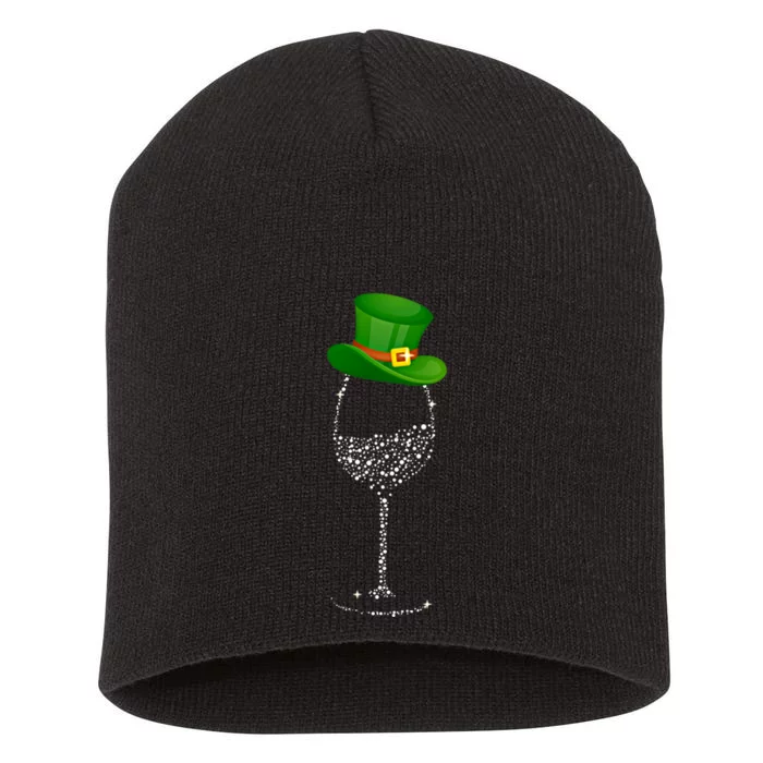 Clover Hat Wine Ing Party St Patricks Day Meaningful Gift Short Acrylic Beanie