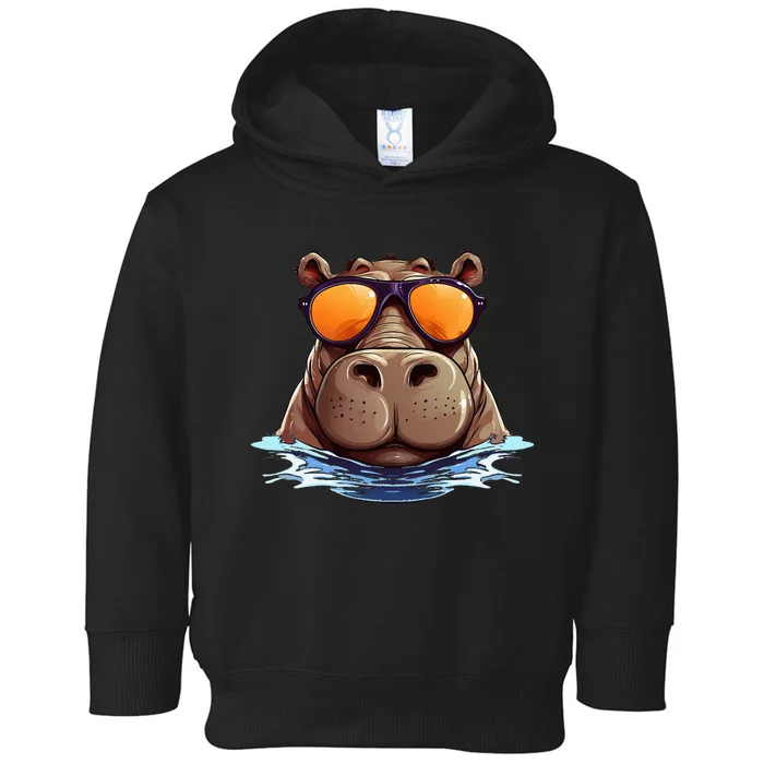 Cool Hippo with Sunglasses for funny Animals Costume Toddler Hoodie