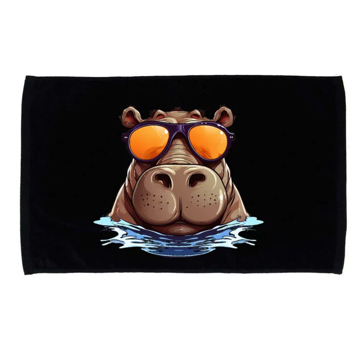 Cool Hippo with Sunglasses for funny Animals Costume Microfiber Hand Towel