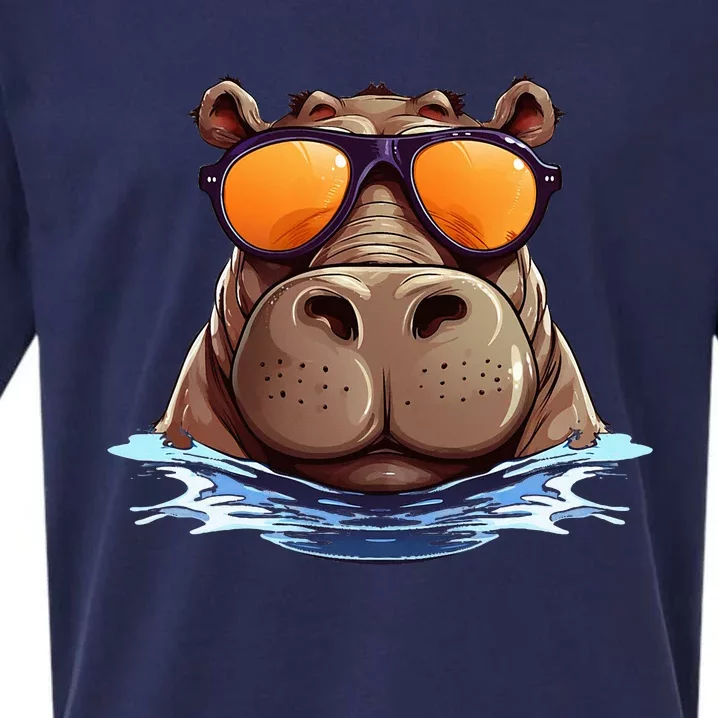 Cool Hippo with Sunglasses for funny Animals Costume Sueded Cloud Jersey T-Shirt