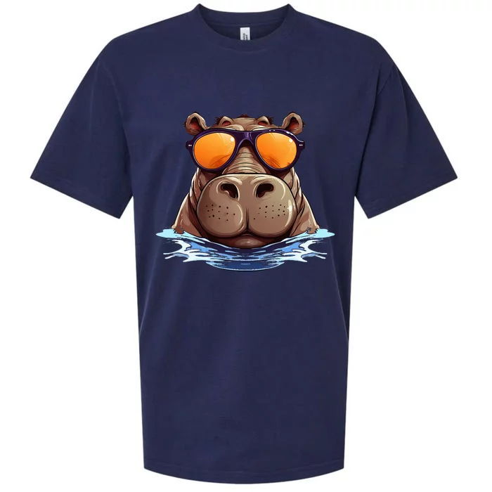 Cool Hippo with Sunglasses for funny Animals Costume Sueded Cloud Jersey T-Shirt