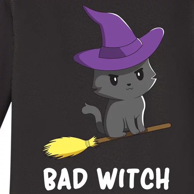 Cute Halloween Witch Cat Baby Long Sleeve Bodysuit