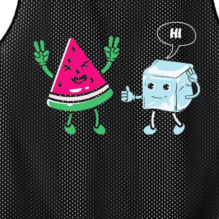 Cute Happy Watermelon With Sugar Cube Sweet Fruit Lover Mesh Reversible Basketball Jersey Tank