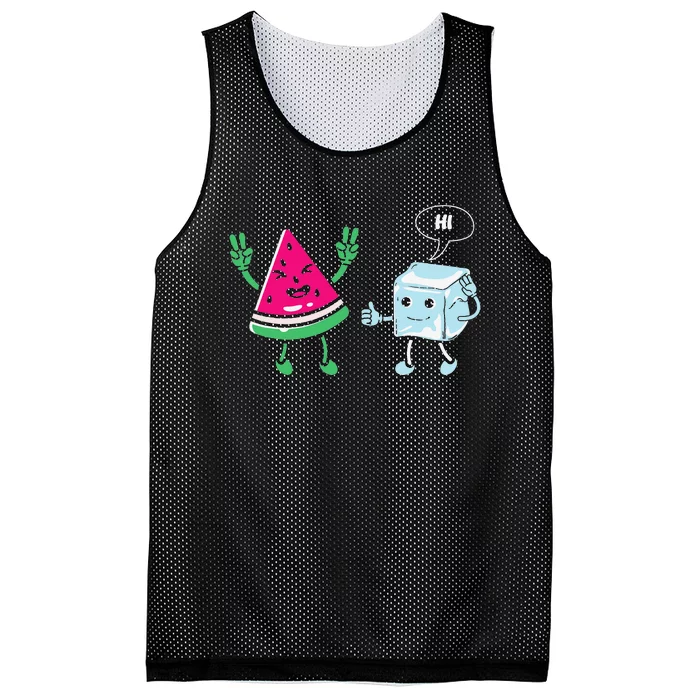 Cute Happy Watermelon With Sugar Cube Sweet Fruit Lover Mesh Reversible Basketball Jersey Tank