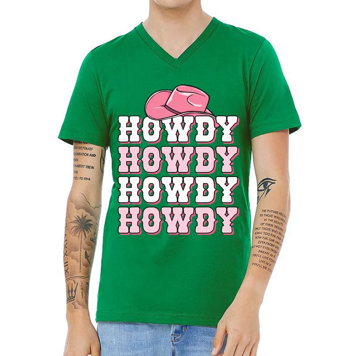 Cute Howdy Western Country Cowgirl Texas Rodeo V-Neck T-Shirt