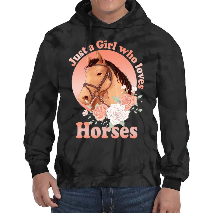 Cute Horse With Saying Just A Who Loves Horses Tie Dye Hoodie