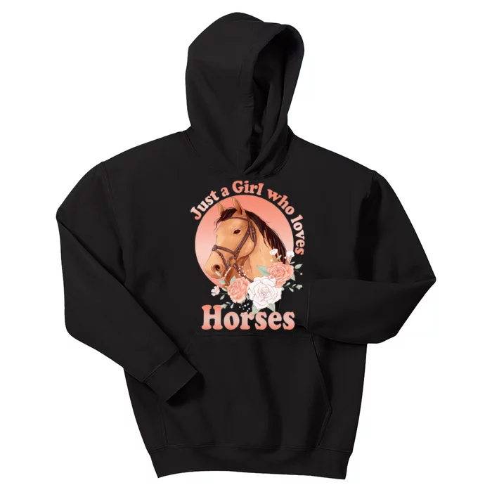 Cute Horse With Saying Just A Who Loves Horses Kids Hoodie