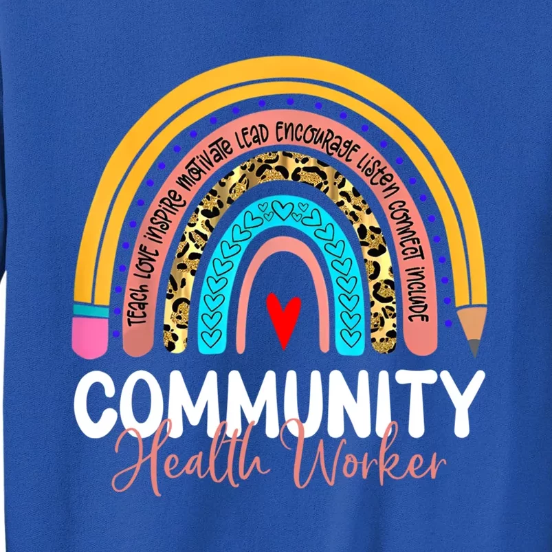 Community Health Worker Leopard Rainbow Healthcare Doctor Gift Tall Sweatshirt