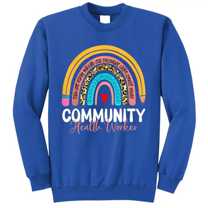 Community Health Worker Leopard Rainbow Healthcare Doctor Gift Tall Sweatshirt