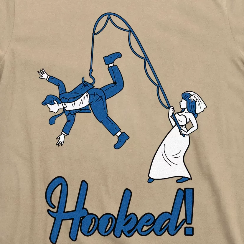 Cute Hooked Wife Fishing Groom Funny Bachelors Party Gift T-Shirt