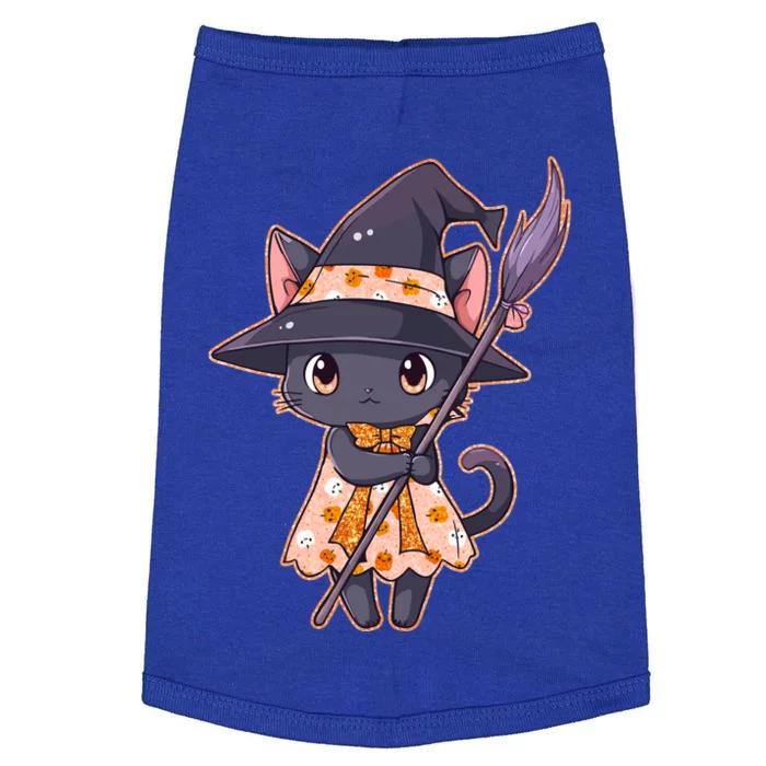 Cute Halloween Witch Cat With Broom Doggie Tank