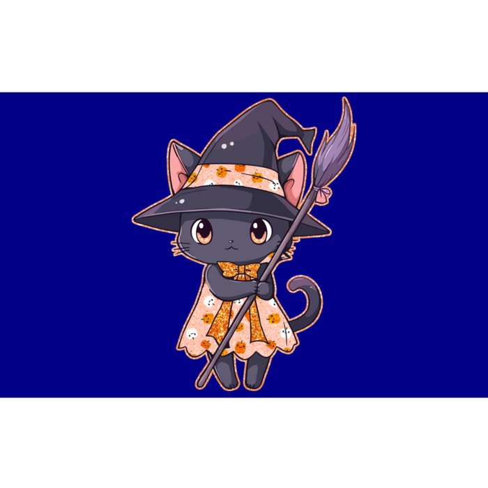 Cute Halloween Witch Cat With Broom Bumper Sticker