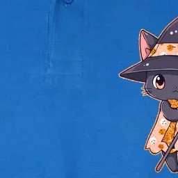 Cute Halloween Witch Cat With Broom Softstyle Adult Sport Polo