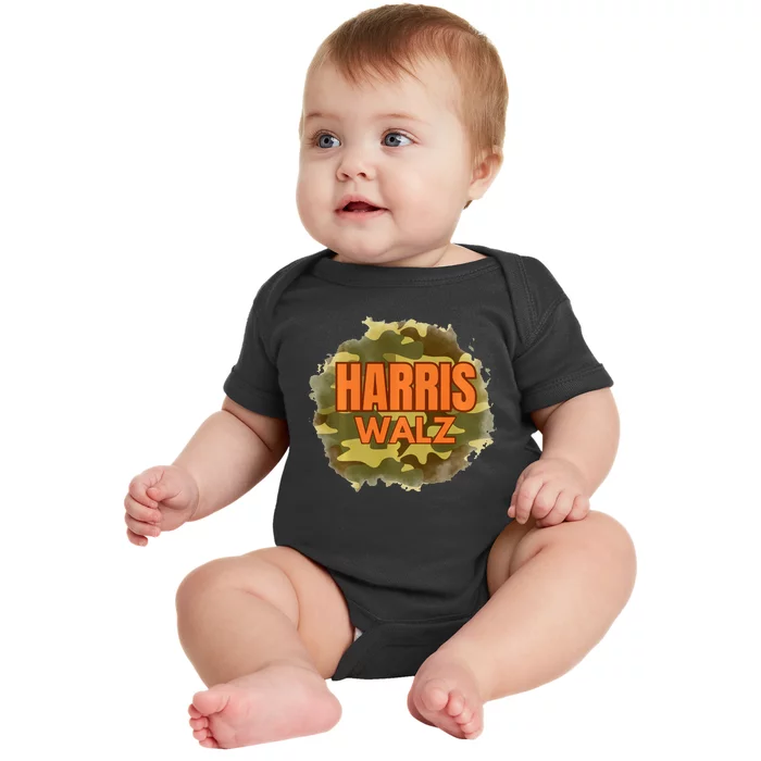 Camoflauge Harris Walz Election 2024 Rally Baby Bodysuit