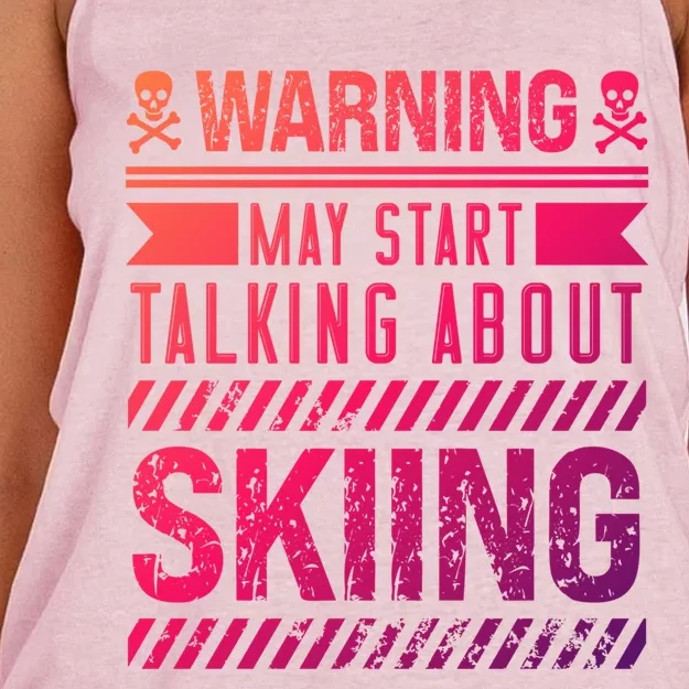 Certified Hobbiest Warning May Start Talking About Skiing Cute Gift Women's Knotted Racerback Tank