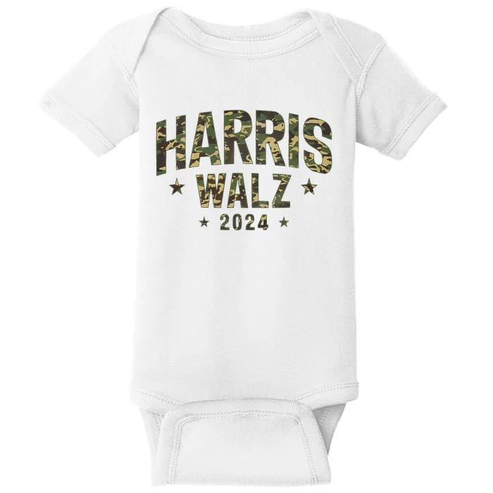 Camo Harris Walz 2024 Election Tim Walz Kamala Camouflage Baby Bodysuit