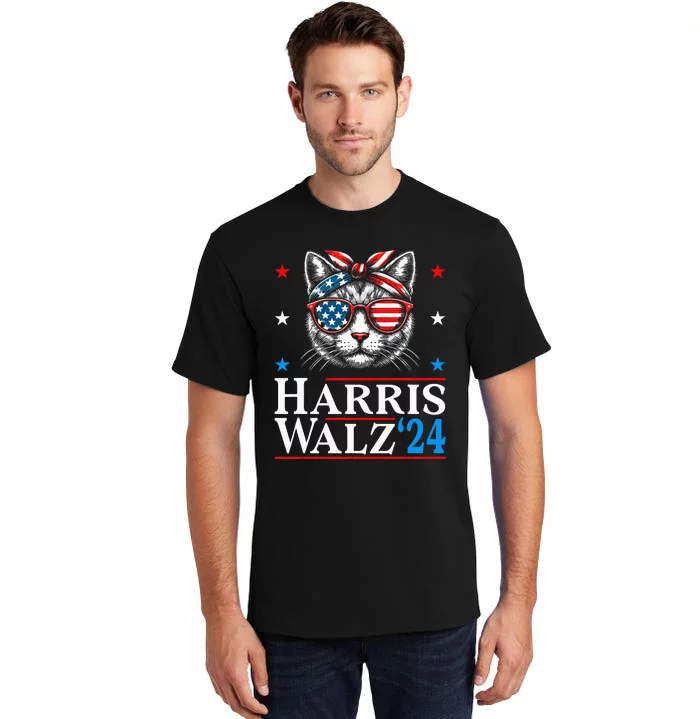 Cat Harris Waltz Tim Walz 2024 Funny Cat Ladies For Kalama Tall T-Shirt