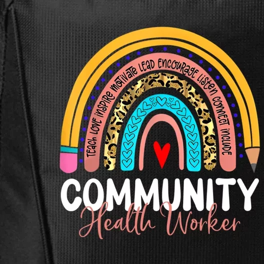 Community Health Worker Leopard Rainbow Healthcare Doctor Gift City Backpack