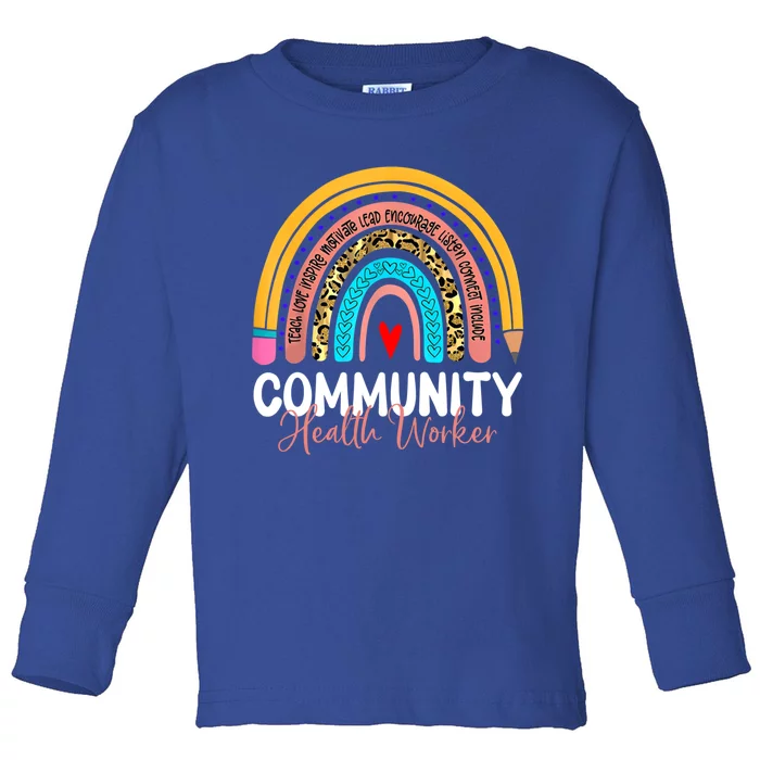 Community Health Worker Leopard Rainbow Healthcare Doctor Gift Toddler Long Sleeve Shirt