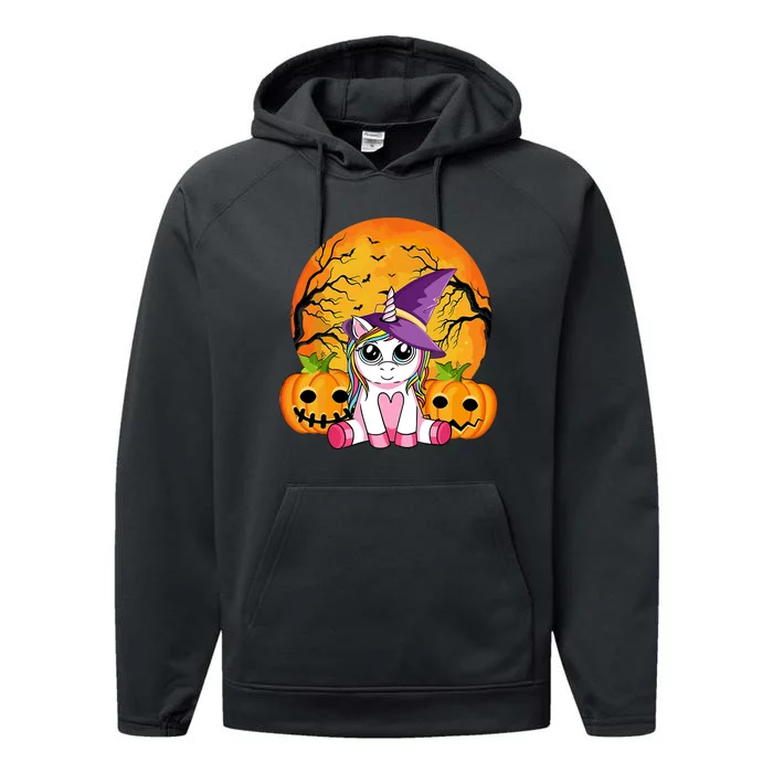 Cute Halloween Witchy Unicorn Halloween Performance Fleece Hoodie