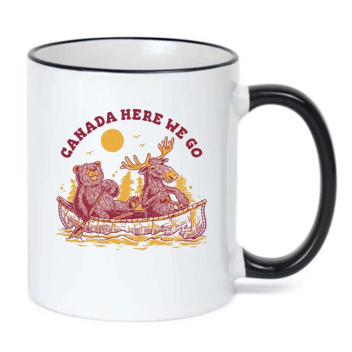 Canada Here We Go Bear And Moose Black Color Changing Mug