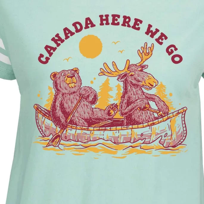 Canada Here We Go Bear And Moose Enza Ladies Jersey Football T-Shirt