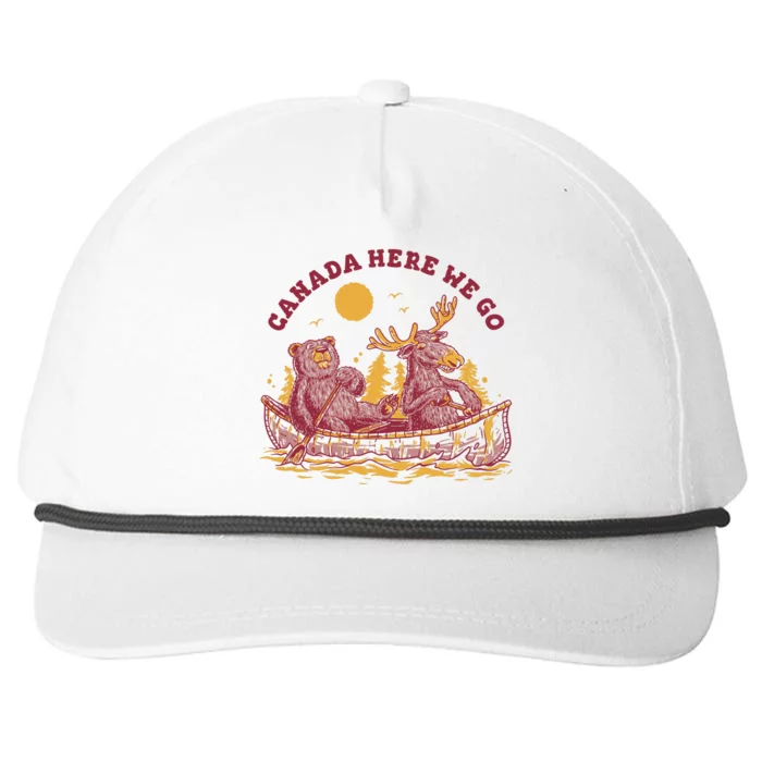 Canada Here We Go Bear And Moose Snapback Five-Panel Rope Hat