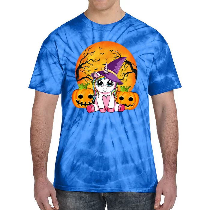 Cute Halloween Witchy Unicorn Pumpink Halloween Gift Tie-Dye T-Shirt