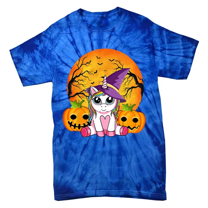 Cute Halloween Witchy Unicorn Pumpink Halloween Gift Tie-Dye T-Shirt