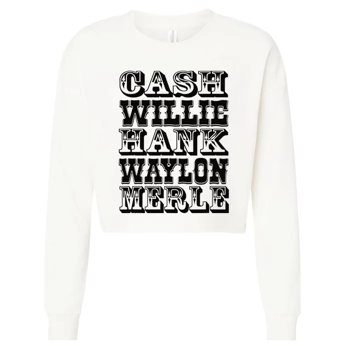 Cash Hank Willie and Waylon Country Music Cropped Pullover Crew