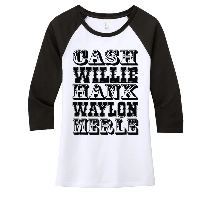 Cash Hank Willie and Waylon Country Music Women's Tri-Blend 3/4-Sleeve Raglan Shirt