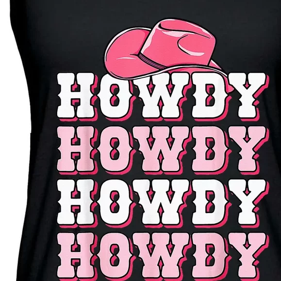 Cute Howdy Western Country Cow Texas Rodeo Ladies Essential Flowy Tank