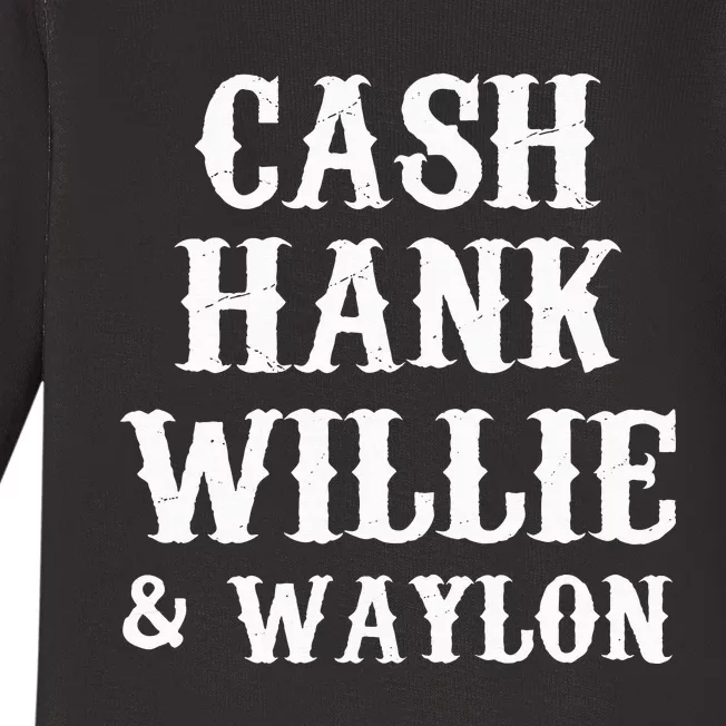 Cash Hank Willie and Waylon Country Music Baby Long Sleeve Bodysuit