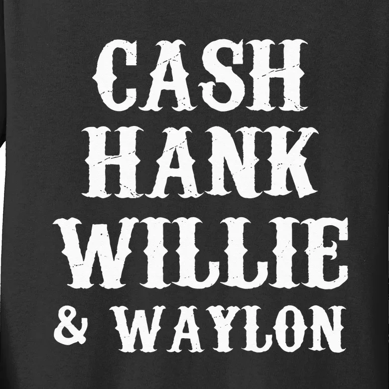 Cash Hank Willie and Waylon Country Music Kids Long Sleeve Shirt