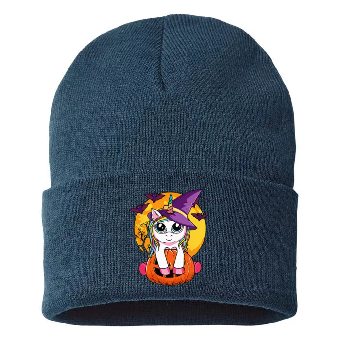 Cute Halloween Witchy Unicorn Halloween Sustainable Knit Beanie