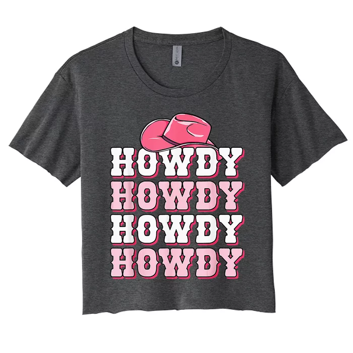 Cute Howdy Western Country Cowgirl Texas Rodeo Women's Crop Top Tee