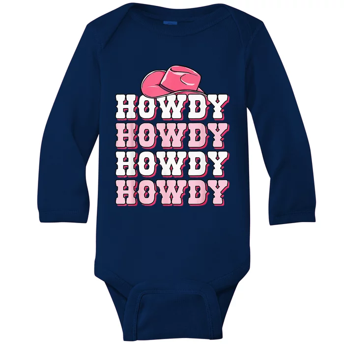 Cute Howdy Western Country Cowgirl Texas Rodeo Baby Long Sleeve Bodysuit